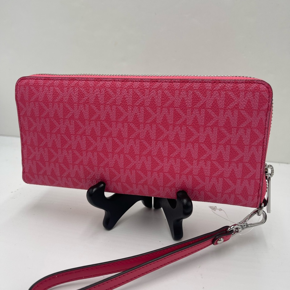 MICHAEL KORS Jet Set Large Signature Logo Continental Wallet Wristlet Phone NWT - Picture 10 of 16